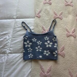 blue floral tank top